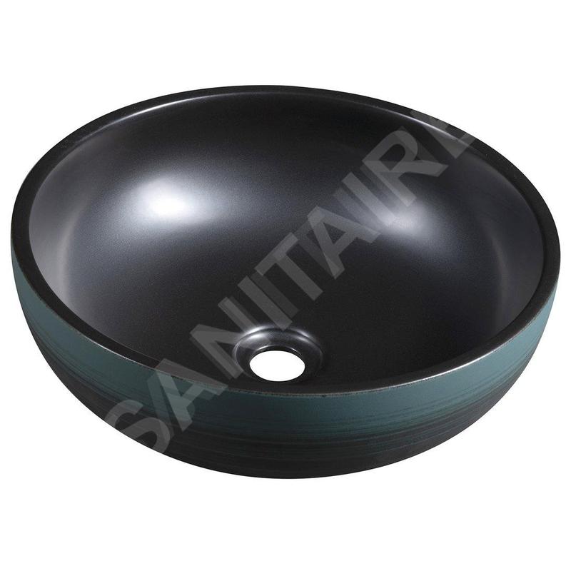 Sapho Priori - Lavabo pour plan de travail, diamètre 41 cm, sans trop-plein, noir/vert PI039 Sapho Priori - Lavabo pour plan de travail, diamètre 41 cm, sans trop-plein, noir/vert PI039