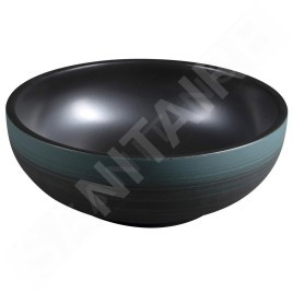Sapho Priori - Lavabo pour plan de travail, diamètre 41 cm, sans trop-plein, noir/vert PI039