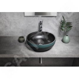 Sapho Priori - Lavabo pour plan de travail, diamètre 41 cm, sans trop-plein, noir/vert PI039