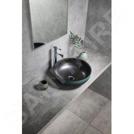 Sapho Priori - Lavabo pour plan de travail, diamètre 41 cm, sans trop-plein, noir/vert PI039