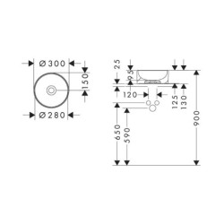 Hansgrohe Xuniva S - Vasque à poser, diamètre 30 cm, sans trop-plein, blanc 60163450