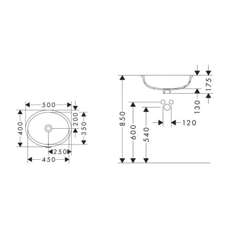 Hansgrohe Xuniva D - Lavabo encastré, 45x35 cm, avec trop-plein, SmartClean, blanc 61048450