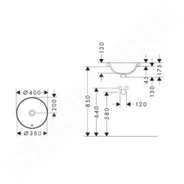 Hansgrohe Xuniva S - Vasque, diamètre 40 cm, avec trop-plein, sans trou pour robinet, SmartClean, blanc 61054450