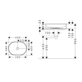 Hansgrohe Xuniva U - Lavabo à poser, 55x40 cm, sans trop-plein, SmartClean, blanc 61073450