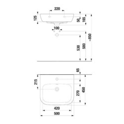 Jika Deep - Lavabo 50x45 cm, avec trop-plein, trou pour robinetterie, blanc H8103660001041