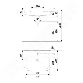 Jika Deep - Lavabo 60x45 cm, avec trop-plein, trou pour robinetterie, blanc H8103680001041