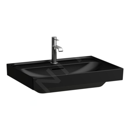 Laufen Meda - Lavabo, 65x46 cm, avec trop-plein, trou pour robinet, noir mat H8101147161041