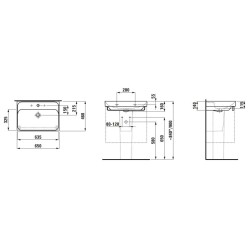 Laufen Meda - Lavabo, 65x46 cm, avec trop-plein, trou pour robinet, noir mat H8101147161041