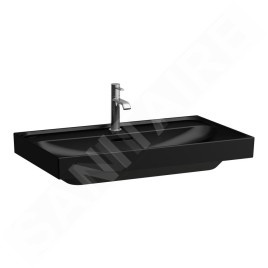 Laufen Meda - Lavabo, 80x46 cm, avec trop-plein, trou pour robinet, noir mat H8101177161041