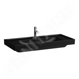 Laufen Meda - Lavabo, 100x46 cm, avec trop-plein, trou pour robinet, noir mat H8101197161041