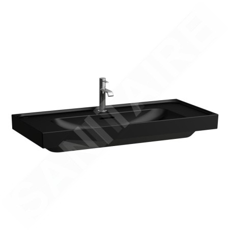 Laufen Meda - Lavabo, 100x46 cm, avec trop-plein, trou pour robinet, noir mat H8101197161041