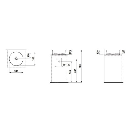 Laufen Savoy - Vasque à poser, diamètre 38 cm, sans trop-plein, LCC, blanc H8129410001121