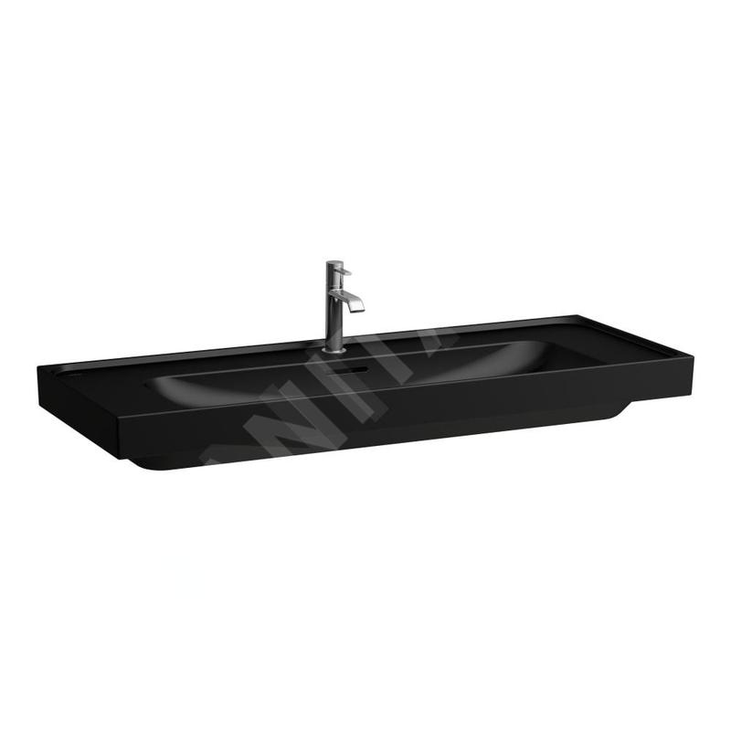 Laufen Meda - Lavabo, 120x46 cm, avec trop-plein, trou pour robinet, noir mat H8141117161041 Laufen Meda - Lavabo, 120x46 cm, avec trop-plein, trou pour robinet, noir mat H8141117161041