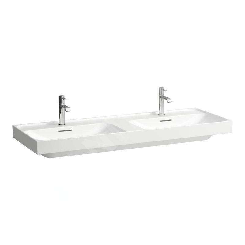 Laufen Meda - Double-lavabo, 130x46 cm, avec trop-plein, 2 trous pour robinetterie, blanc H8141120001041 Laufen Meda - Double-lavabo, 130x46 cm, avec trop-plein, 2 trous pour robinetterie, blanc H8141120001041
