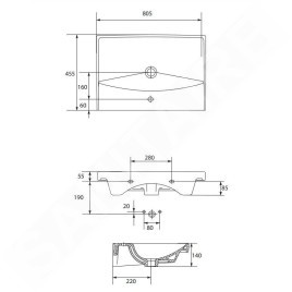 Cersanit City - Lavabo 81x46 cm, avec trop-plein, trou pour robinetterie, blanc K35-061