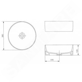 Cersanit Crea - Vasque à poser, diamètre 38 cm, sans trop-plein, blanc K114-020