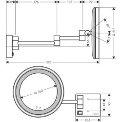 Hansgrohe AddStoris - Miroir de rasage avec éclairage LED, chrome 41790000