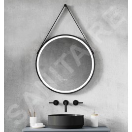 kielle Idolio - Miroir avec éclairage LED et chauffage, diamètre 59 cm, noir 50324004