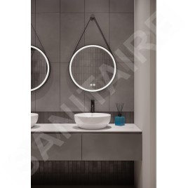 kielle Idolio - Miroir avec éclairage LED et chauffage, diamètre 59 cm, noir 50324004