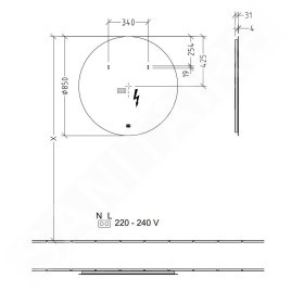 Villeroy & Boch More to See Lite - Miroir avec éclairage LED, diamètre 850 mm A4608500