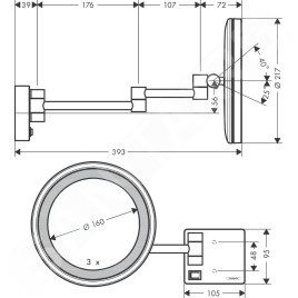 Hansgrohe AddStoris - Miroir de rasage avec éclairage LED, chrome noir brossé 41790340