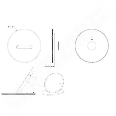 kielle Idolio - Miroir cosmétique portable avec éclairage LED, noir 50324034