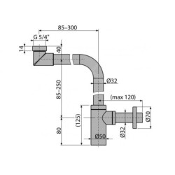 Alcadrain Siphons - Siphon de lavabo design, diamètre 32 mm, peu encombrant, métal A403