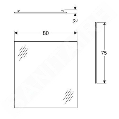Geberit Selnova Square - Miroir 80x75 cm 502.892.00.1