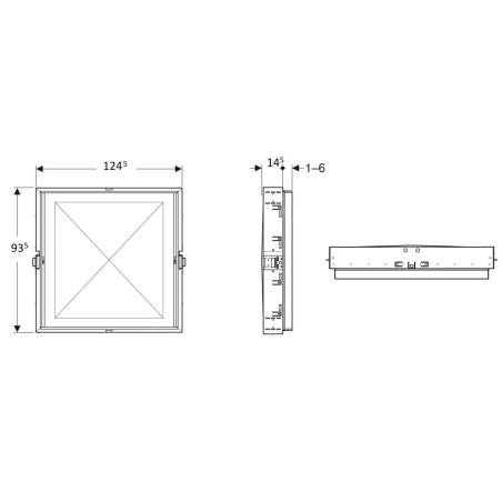 Geberit ONE - Boîte de montage 1245x935x145 mm, pour armoire encastrée avec miroir Geberit ONE avec hauteur de 900 mm