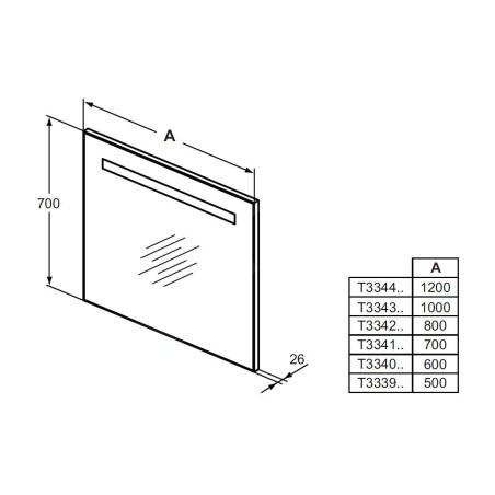 Ideal Standard Mirror&Light - Miroir 800x700 mm avec éclairage LED T3342BH