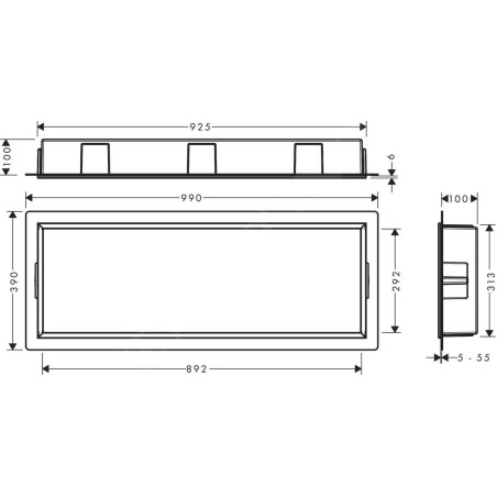 Hansgrohe XtraStoris Original - Niche murale avec cadre, 300 x 900 x 100 mm, gris béton 56067380