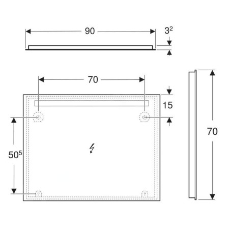 Geberit Option - Miroir avec éclairage LED, 90x70 cm, aluminium 502.808.00.1