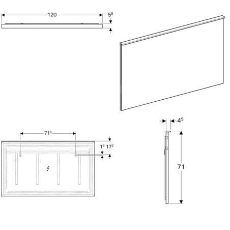 Geberit Xeno 2 - Miroir 120x710 mm avec éclairage LED et système anti-buée 500.519.00.1