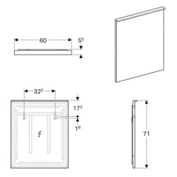 Geberit Xeno 2 - Miroir 600x710 mm avec éclairage LED et système anti-buée 500.521.00.1