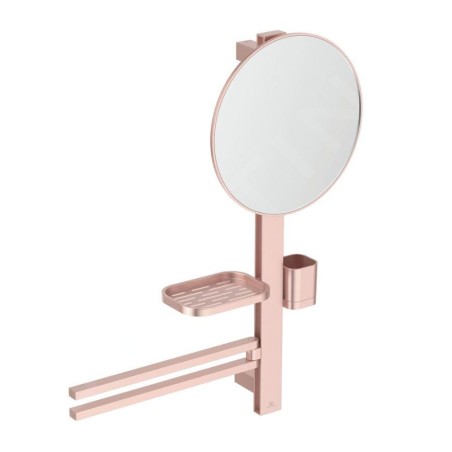 Ideal Standard ALU+ - Miroir avec porte-serviettes, tablette et gobelet pour brosses à dents et dentifrice, rosé BD588RO