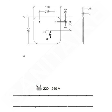 Villeroy & Boch More to See Lite - Miroir avec éclairage LED, 600x600x24 mm A4626000