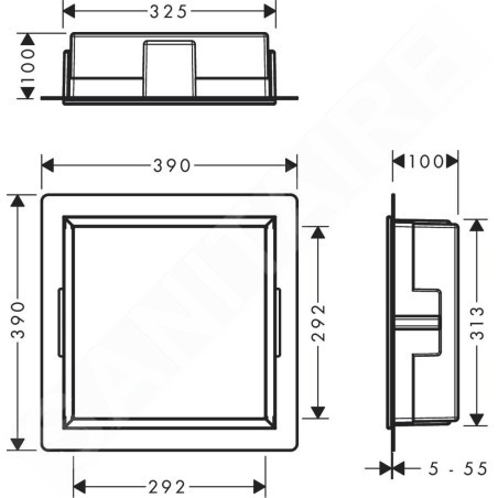 Hansgrohe XtraStoris Original - Niche murale avec cadre intégré, 300x300x100 mm, noir mat 56061670