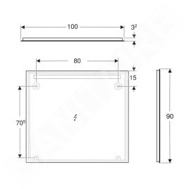 Geberit Option - Miroir avec éclairage LED, 100x90 cm, aluminium 502.814.00.1