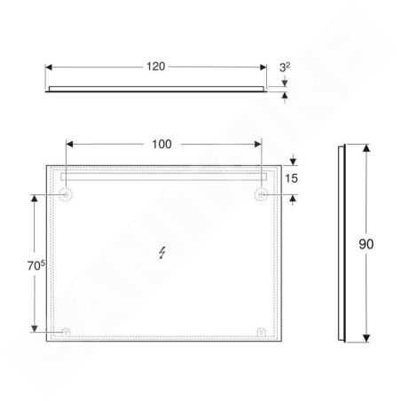 Geberit Option - Miroir avec éclairage LED, 120x90 cm, aluminium 502.815.00.1