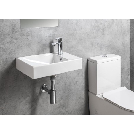 Sapho Nuali - Lave-mains 50x30 mm, avec trop-plein, avec trou de robinetterie, blanc TU0129