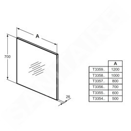 Ideal Standard Mirror&Light - Miroir 1.200x700 mm avec encadrement T3359BH