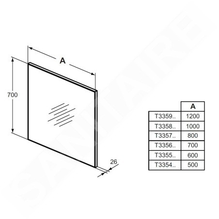 Ideal Standard Mirror&Light - Miroir 1.200x700 mm avec encadrement T3359BH
