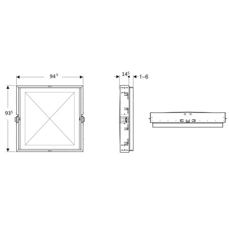 Geberit ONE - Boîte de montage 945x935x145 mm, pour armoire encastrée avec miroir Geberit ONE avec hauteur de 900 mm