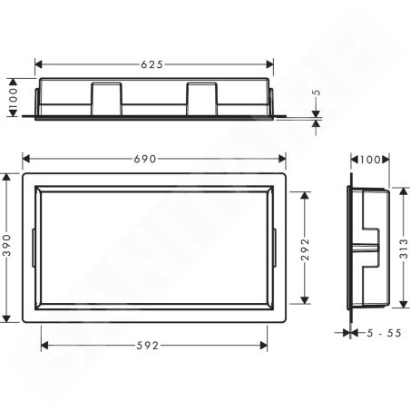 Hansgrohe XtraStoris Original - Niche murale avec cadre intégré, 300x600x100 mm, noir mat 56064670