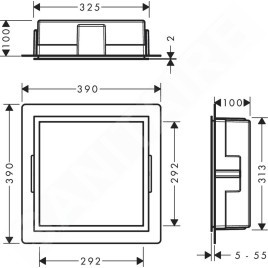 Hansgrohe XtraStoris Individual - Niche murale avec cadre design, 300x300x100 mm, blanc mat / noir mat 56099670