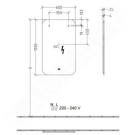 Villeroy & Boch More to See Lite - Miroir avec éclairage LED, 600x1000x24 mm A4611000