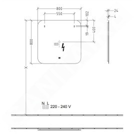 Villeroy & Boch More to See Lite - Miroir avec éclairage LED, 800x800x24 mm A4628000