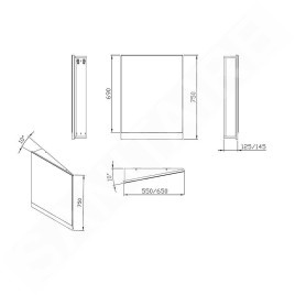Ravak 10° - Miroir d'angle 550x750 mm, droite, blanc X000001073