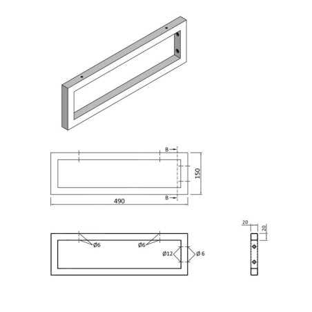 Sapho Accessoires - Support fixe 490 mm, blanc mat 30361