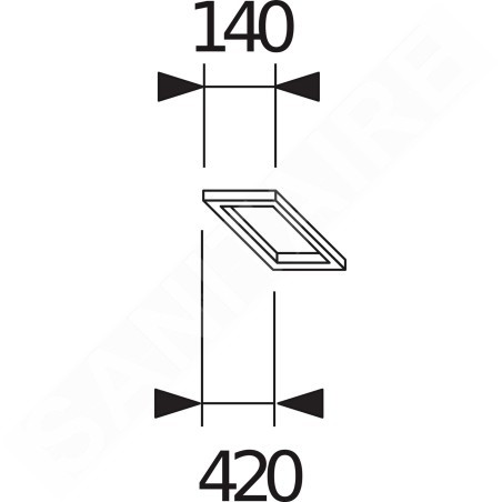Jika Cubito - Support de lavabo pour comptoir , 420x140 mm, argent H4501331720001